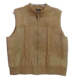 Designers Studio Tan Suede Leather Vest XL M1 Boho Western Fall Outdoor